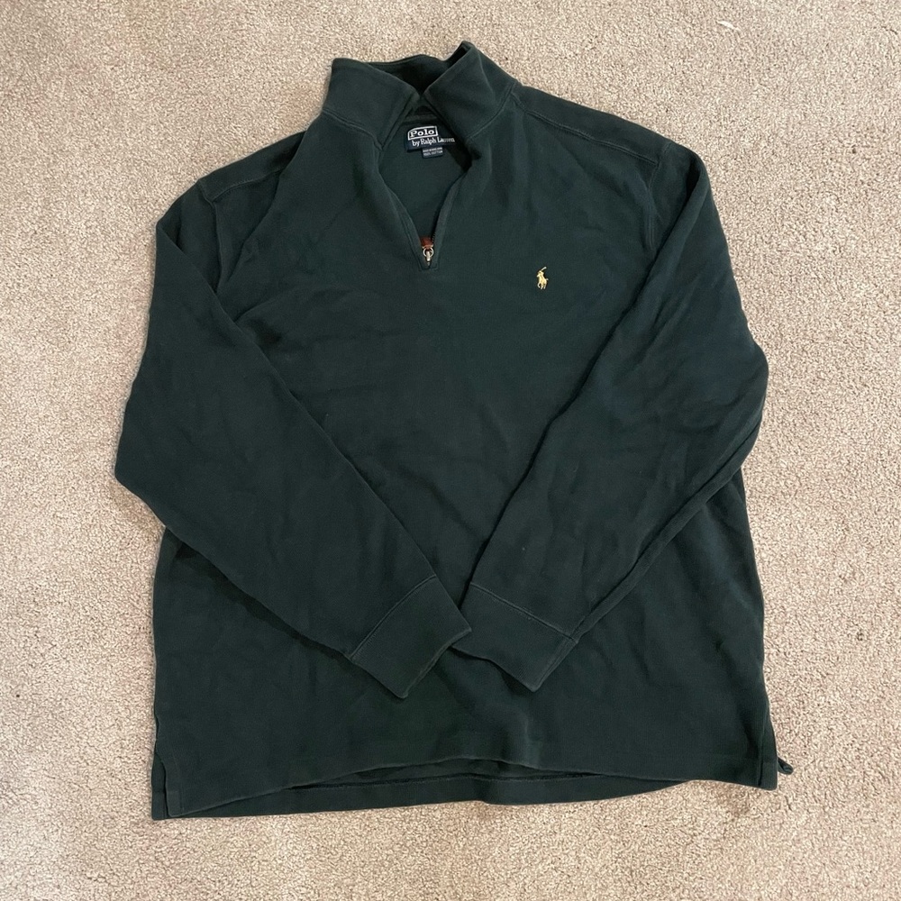 Vintage polo by Ralph Lauren quarter zip, dark green xl